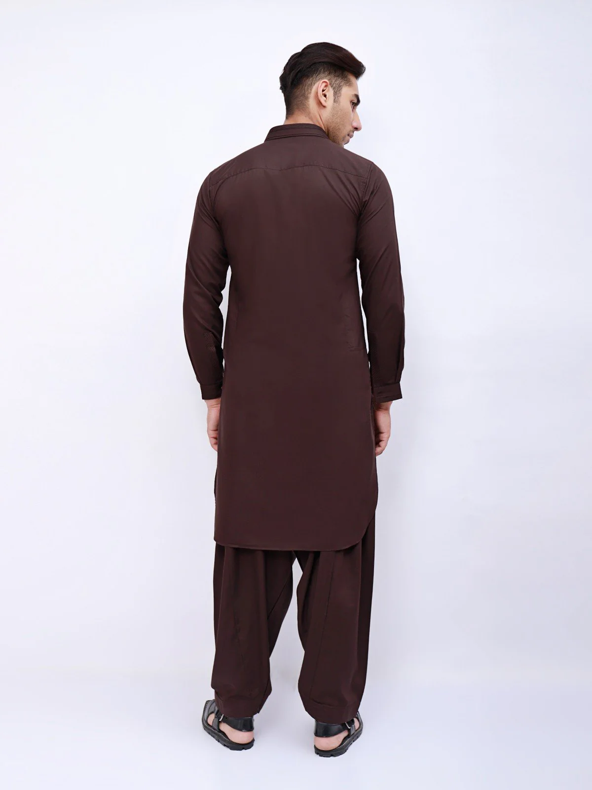 Men's Deep Brown Shalwar Kameez - EMTSW21S-99024 - Image 2