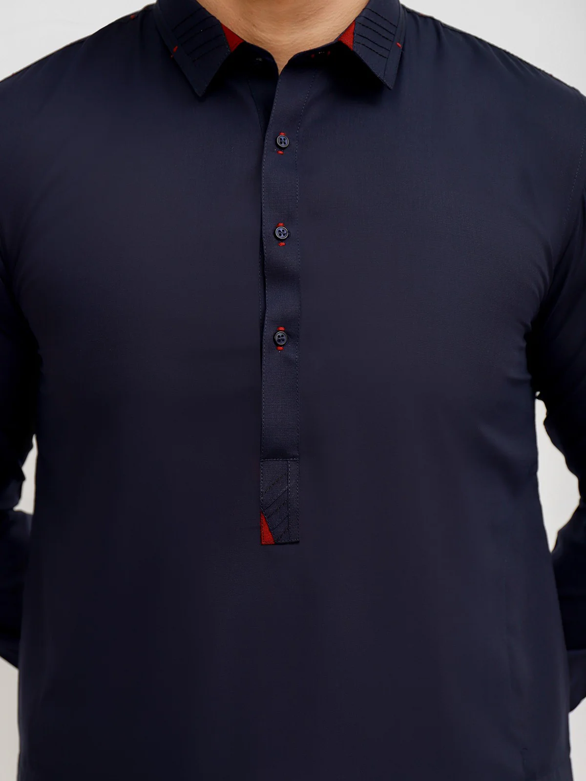 Men's Navy Blue Shalwar Kameez - EMTSW21S-99026 - Image 2