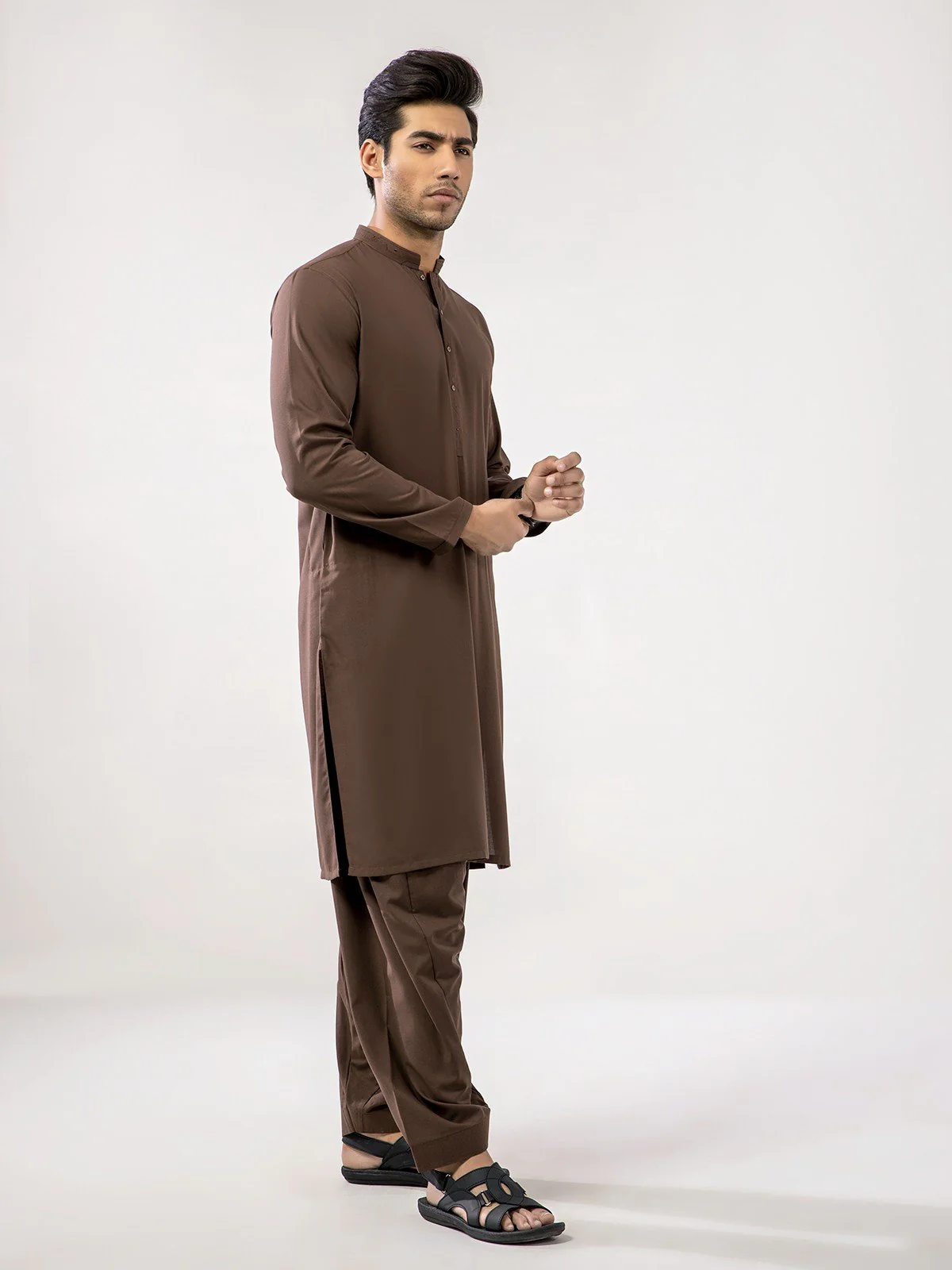Men's Brown Shalwar Kameez - EMTSW21S-99034 - Image 2