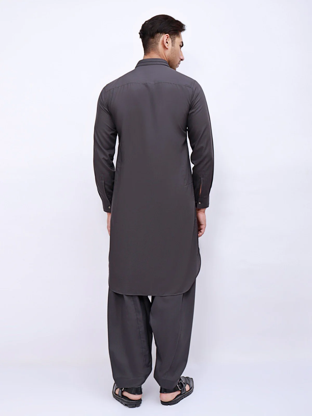 Men's Dark Grey Shalwar Kameez - EMTSW21S-99037 - Image 3