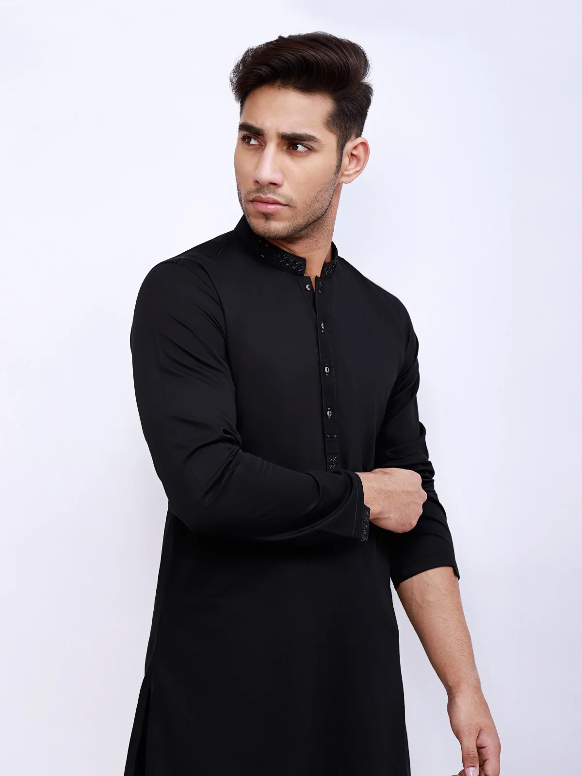Men's Black Shalwar Kameez - EMTSW21S-99040 - Image 2