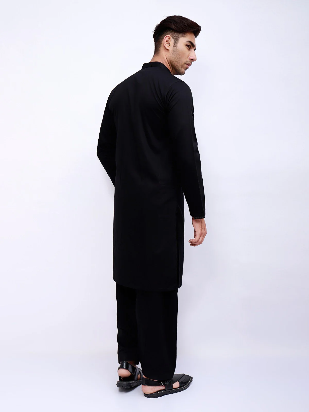 Men's Black Shalwar Kameez - EMTSW21S-99040 - Image 4