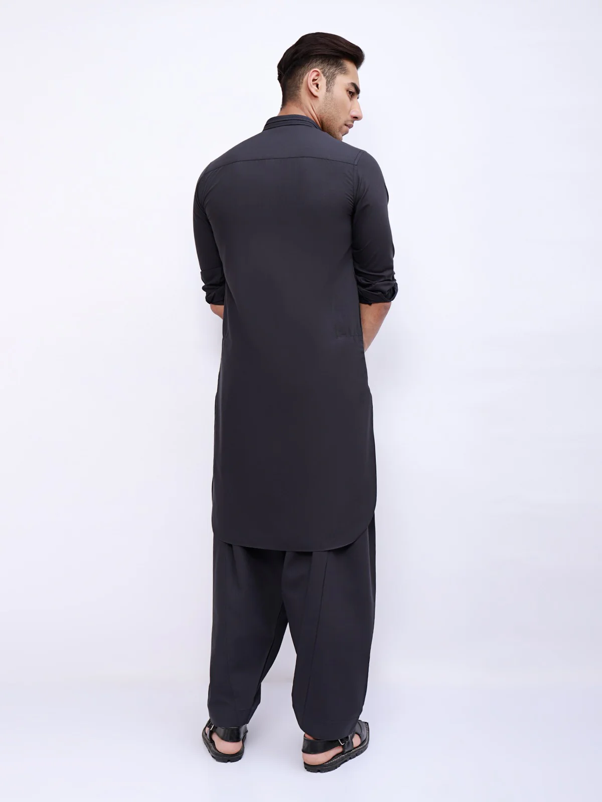 Men's Charcoal Shalwar Kameez - EMTSW21S-99041 - Image 3