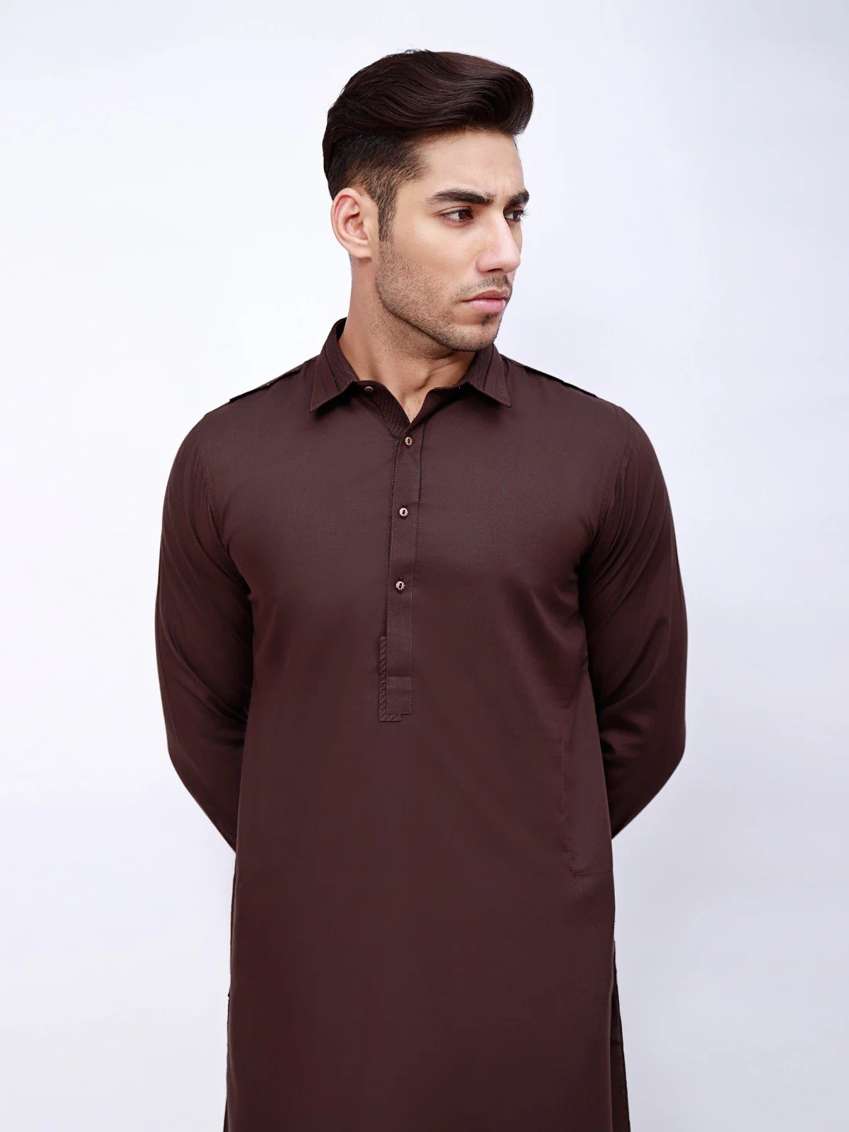 Men's Dark Brown Shalwar Kameez - EMTSW21S-99042 - Image 2