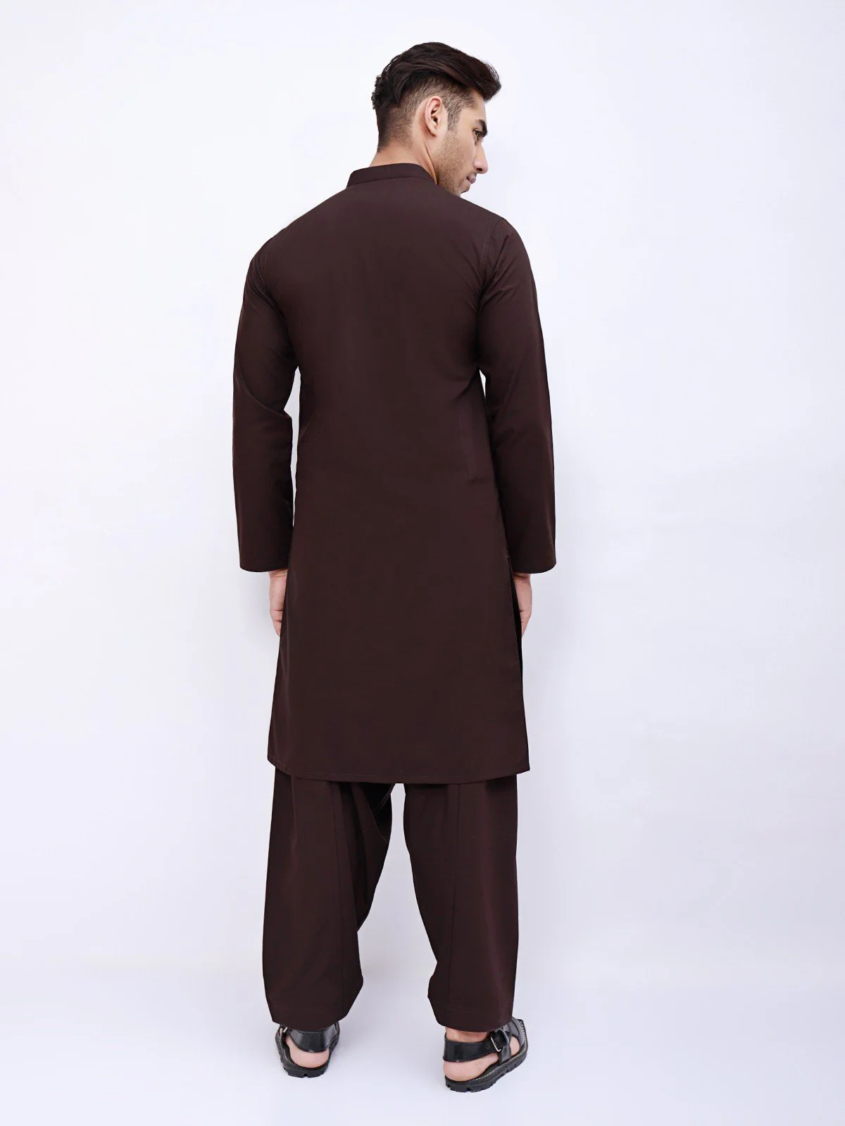 Men's Dark Brown Shalwar Kameez - EMTSW21S-99042 - Image 5