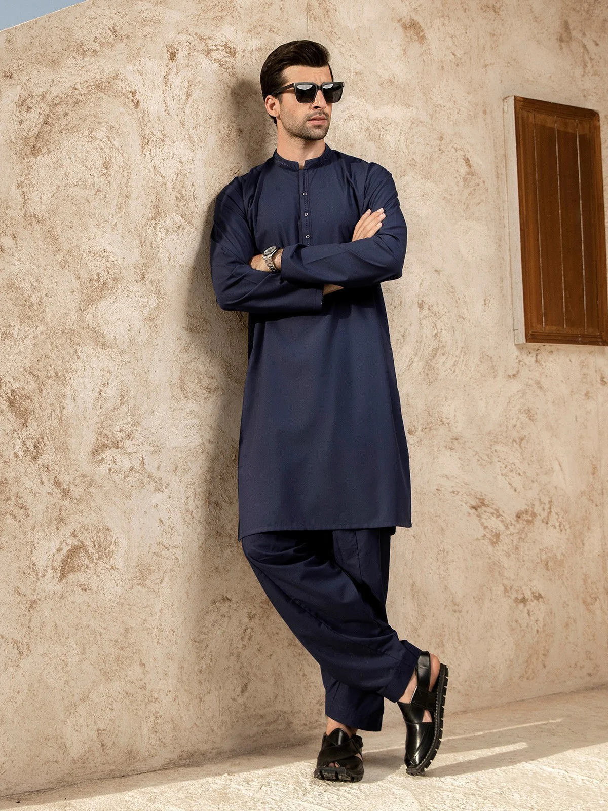 Men's Navy Shalwar Kameez - EMTSW21S-99051 - Image 4