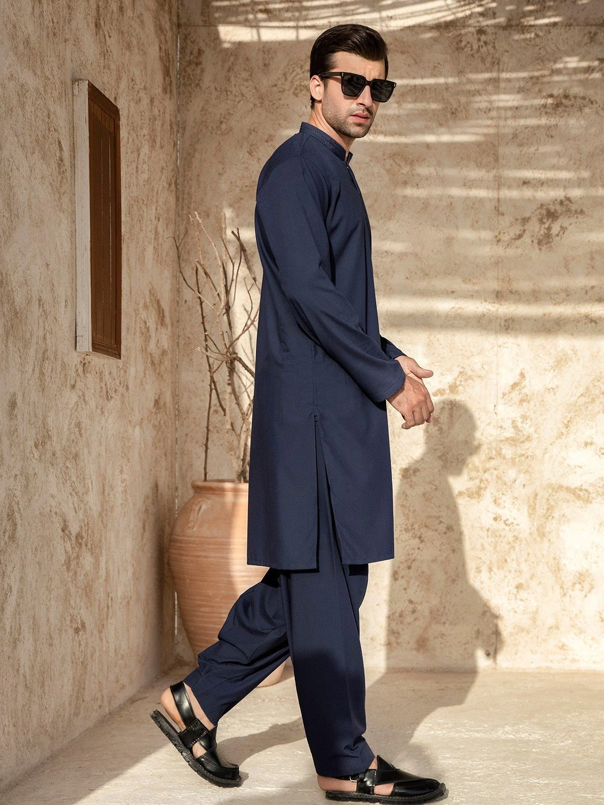 Men's Navy Shalwar Kameez - EMTSW21S-99051 - Image 5