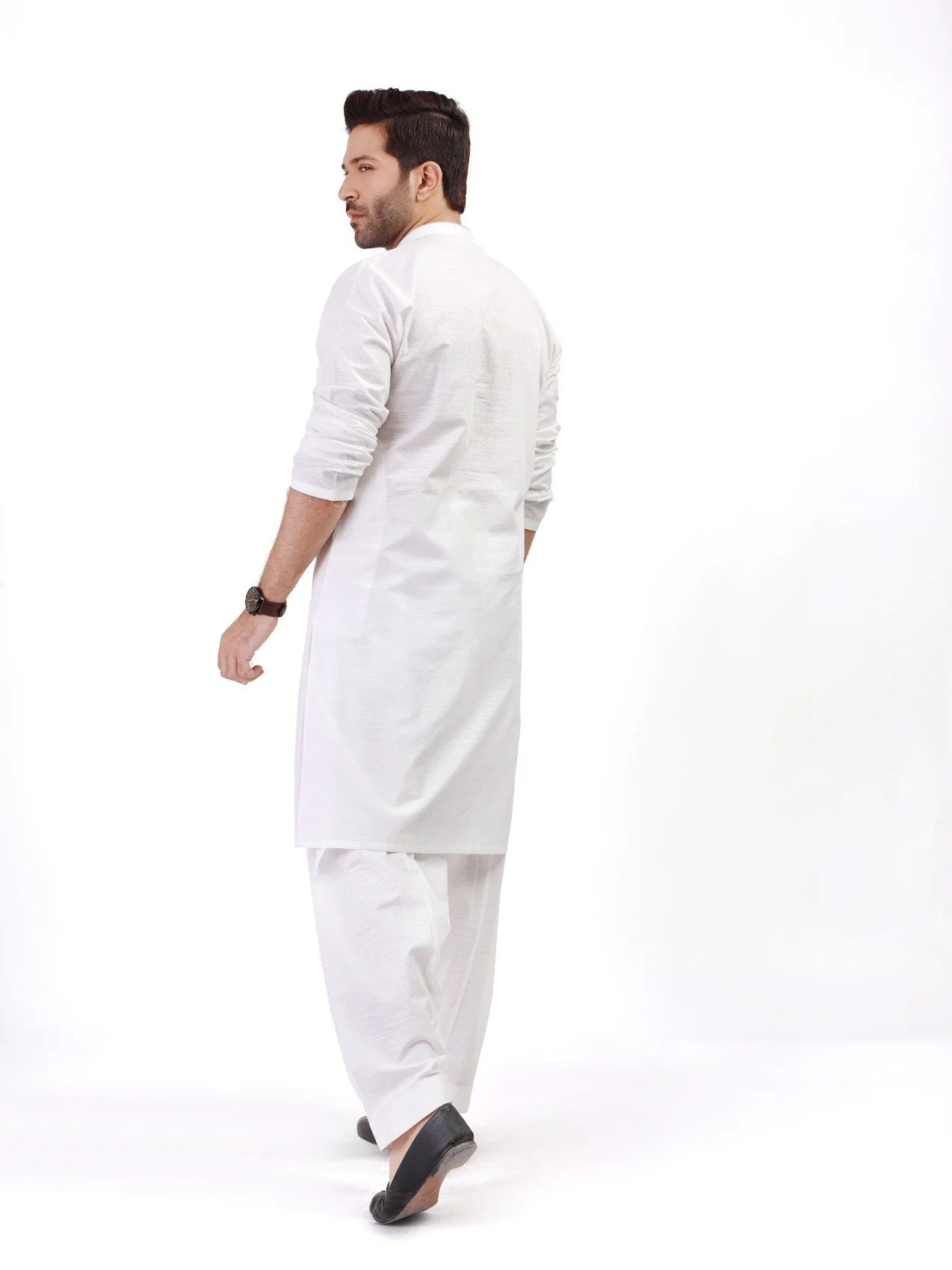 Men's Off White Shalwar Kameez - EMTSW21S-99058 - Image 3