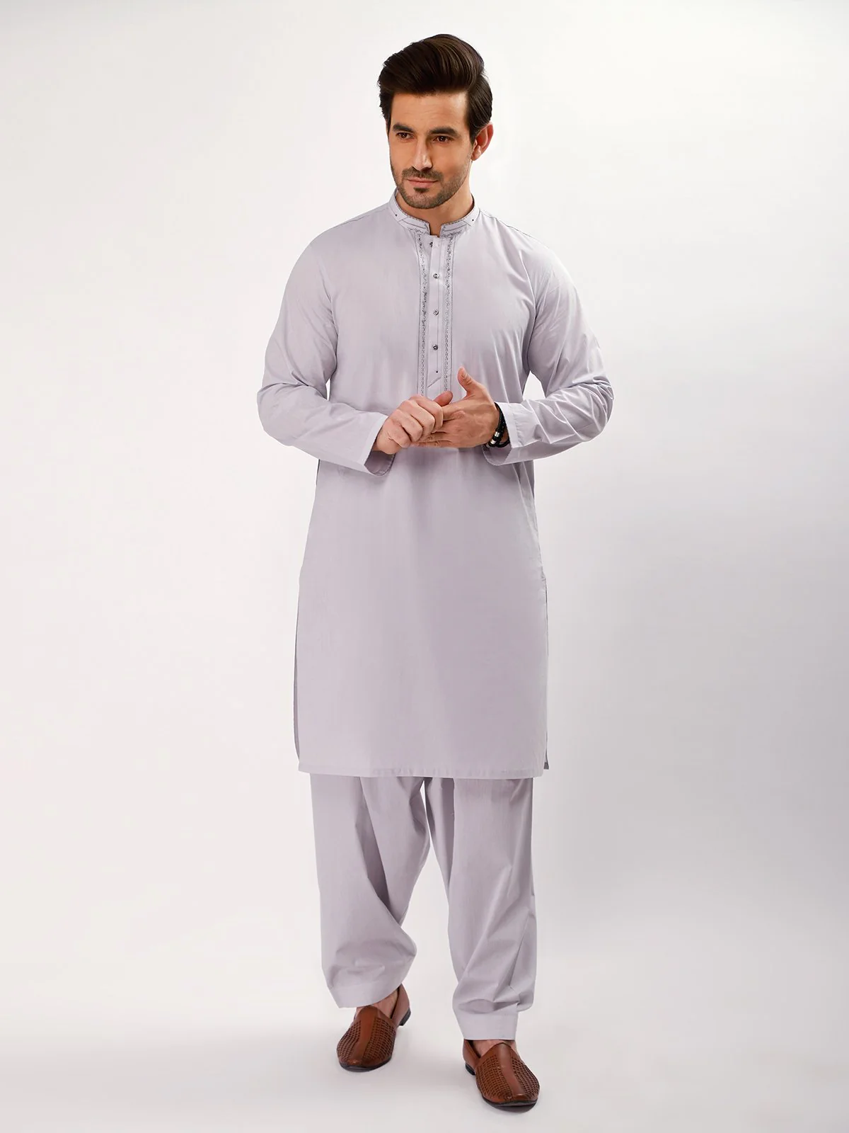 Men's Ash Grey Shalwar Kameez - EMTSW21S-99065