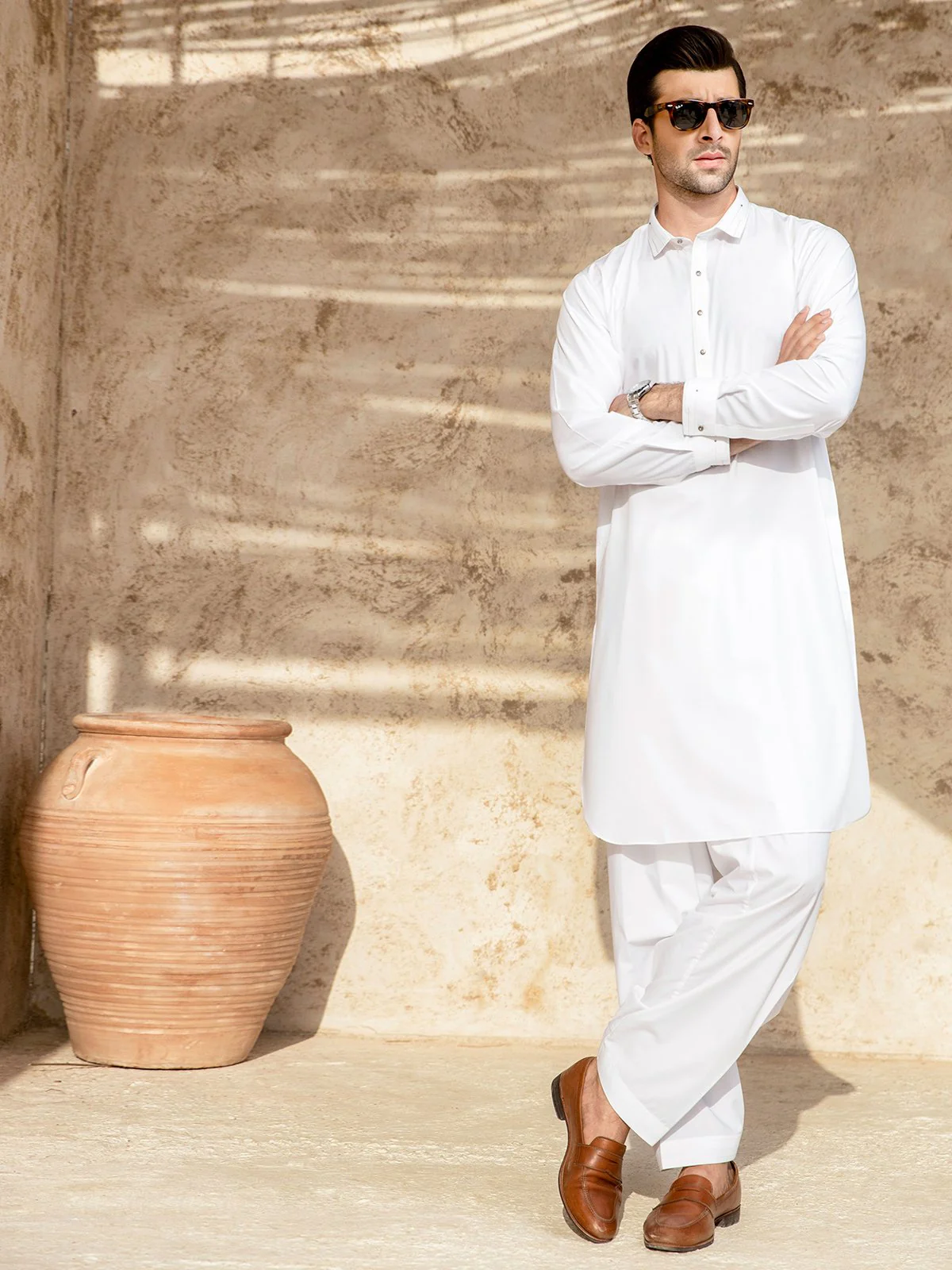 Men's Off White Shalwar Kameez - EMTSW21S-99067