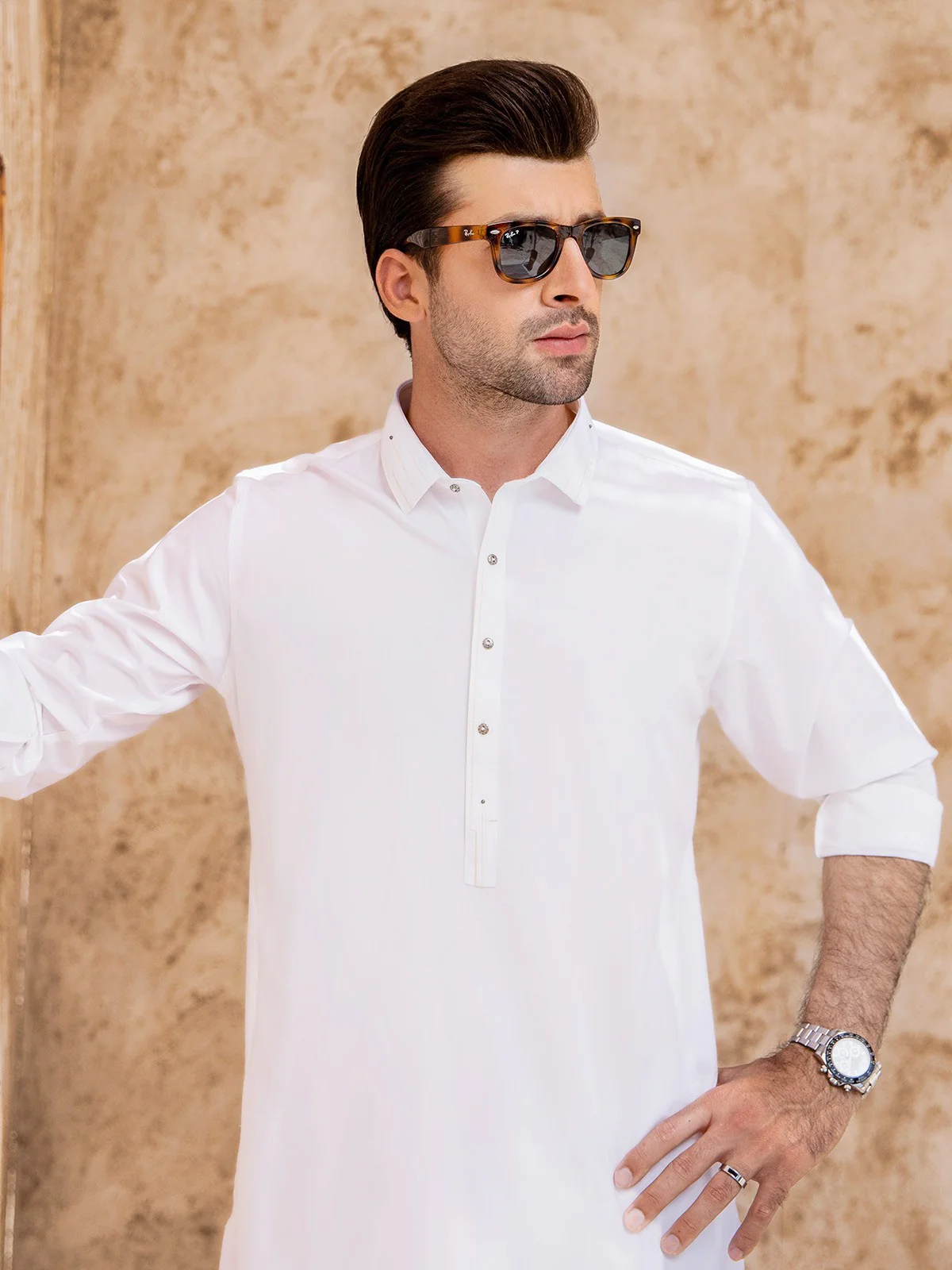 Men's Off White Shalwar Kameez - EMTSW21S-99067 - Image 3