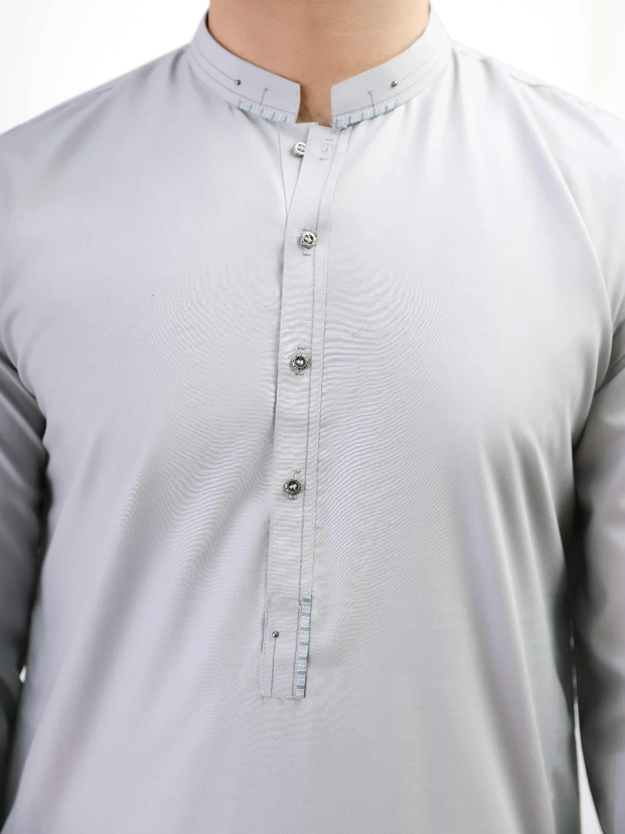 Men's Light Grey Shalwar Kameez - EMTSW21S-99074 - Image 2