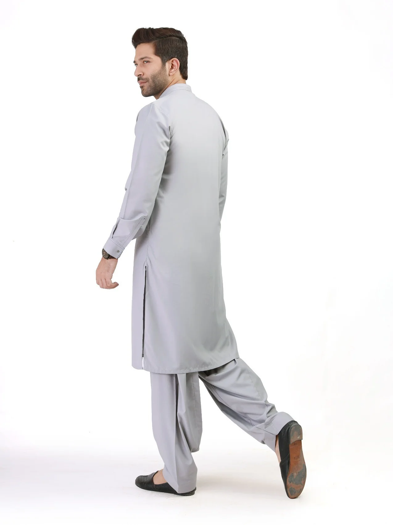 Men's Light Grey Shalwar Kameez - EMTSW21S-99074 - Image 3