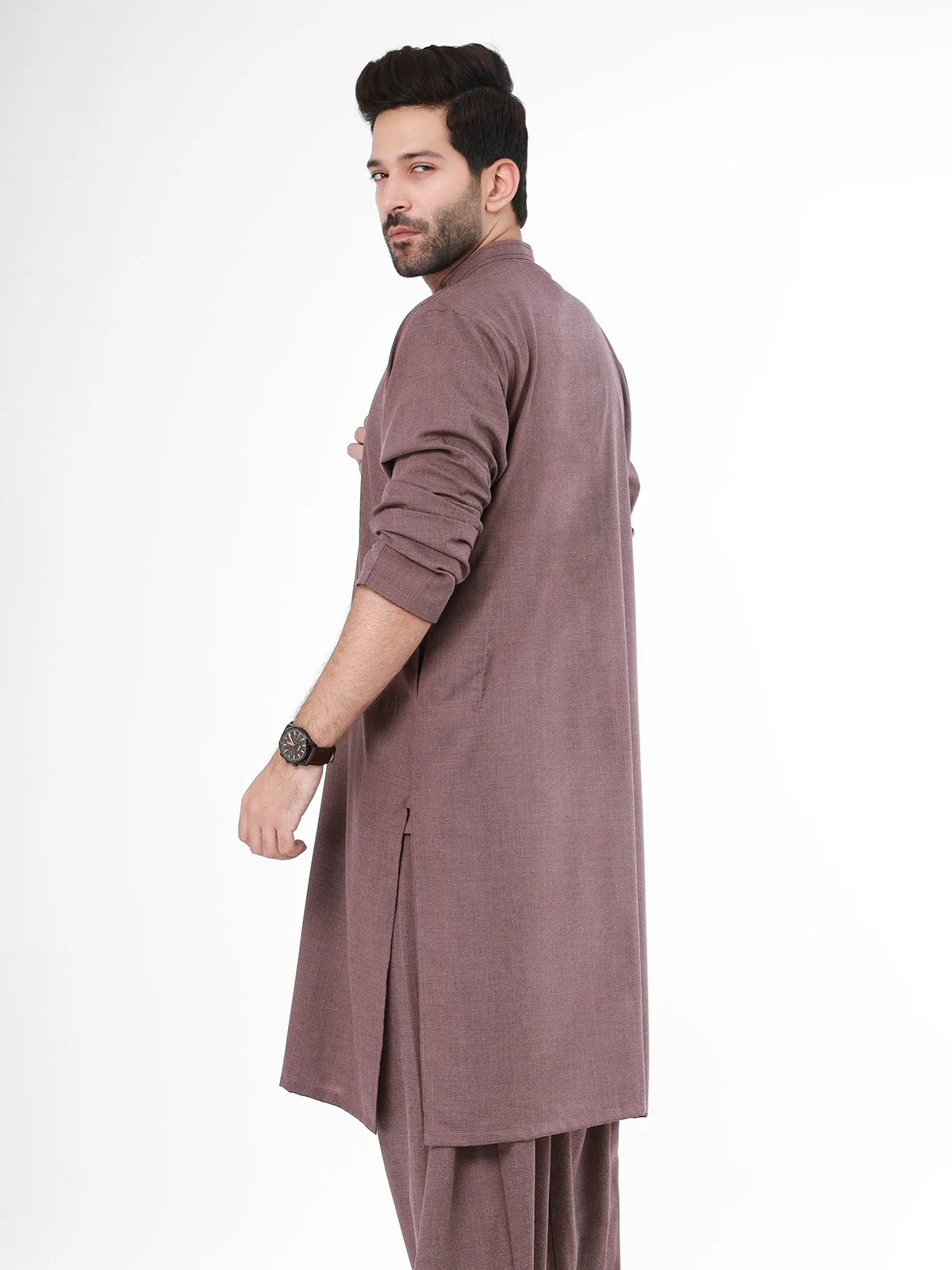 Men's Light Burgundy Shalwar Kameez - EMTSW21S-99087 - Image 2