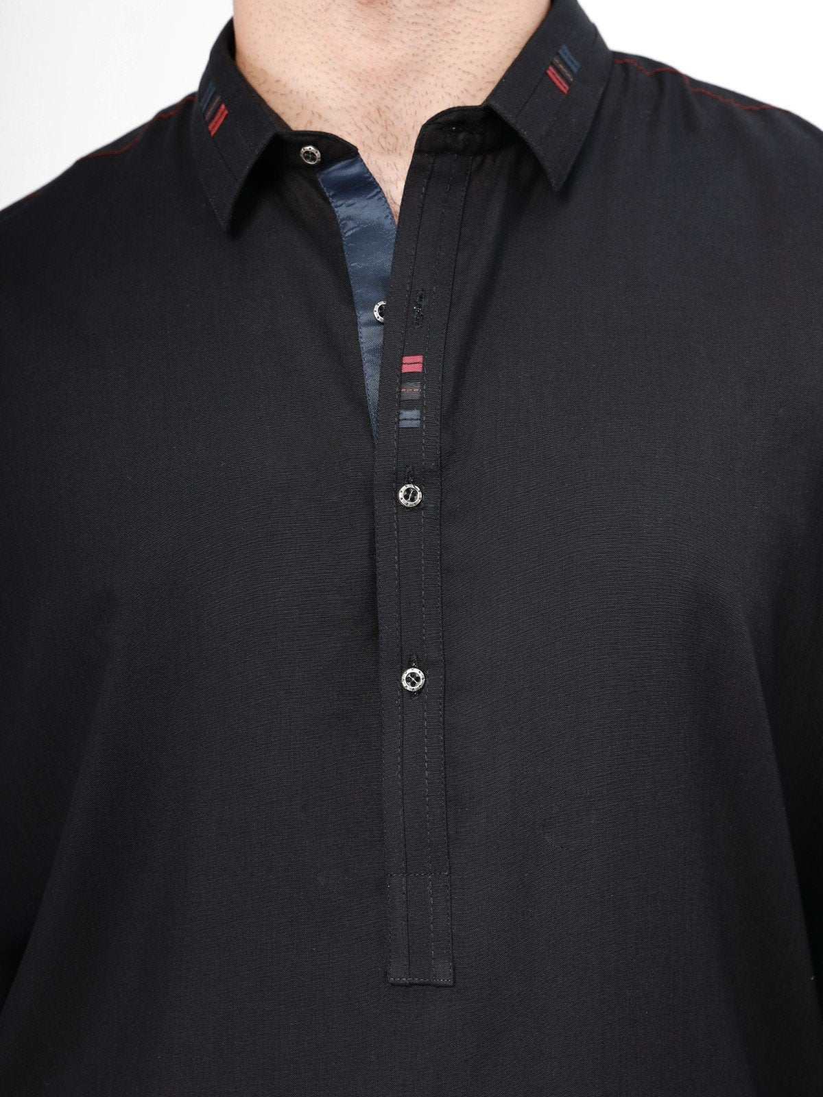 Men's Black Shalwar Kameez - EMTSW21S-99088 - Image 2