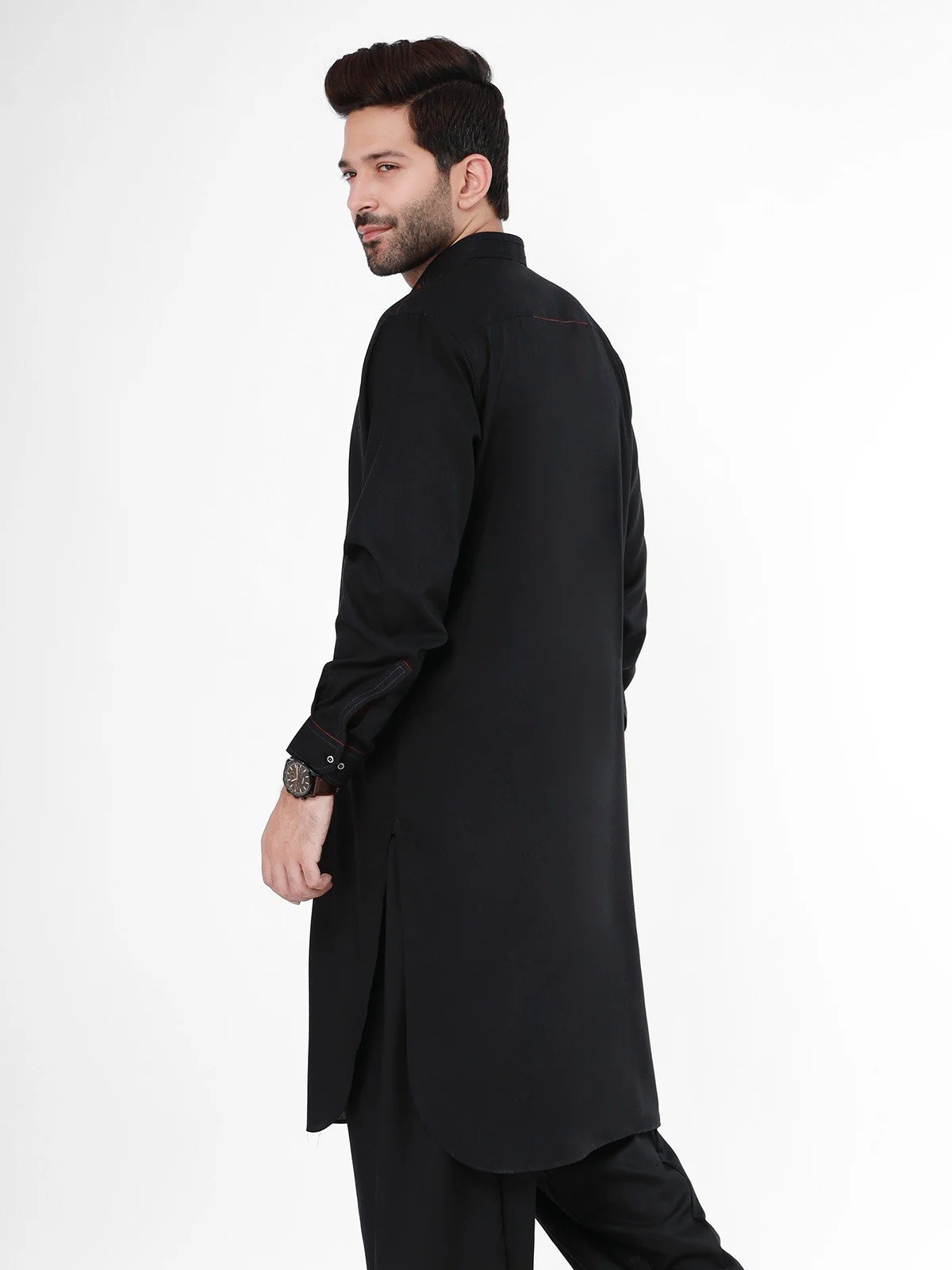 Men's Black Shalwar Kameez - EMTSW21S-99088 - Image 3