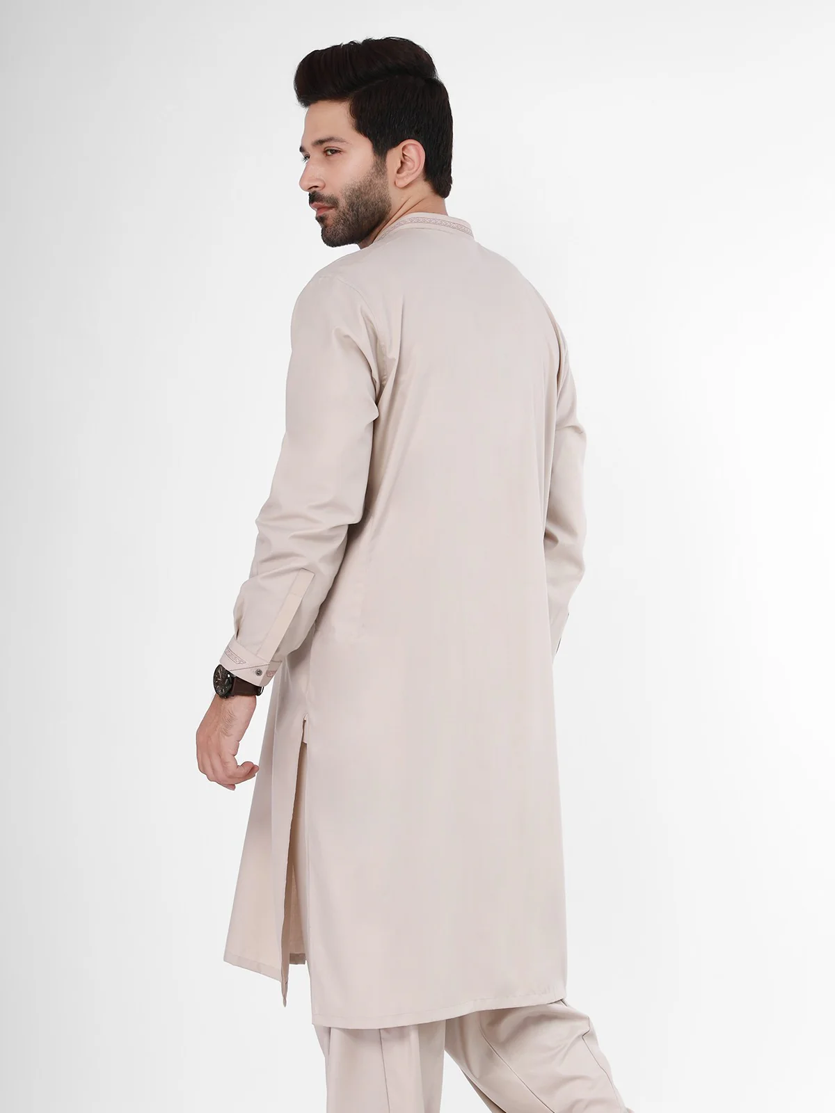 Men's Beige Shalwar Kameez - EMTSW21S-99090 - Image 2