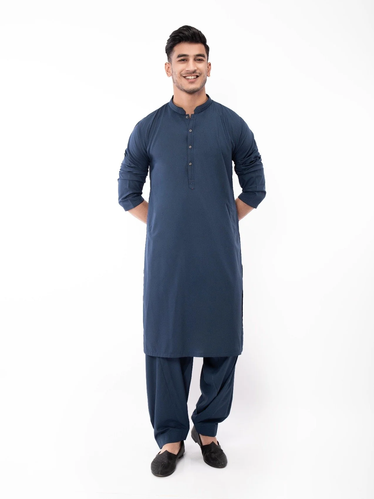 Men's Ocean Blue Shalwar Kameez - EMTSW21S-99097 - Image 5
