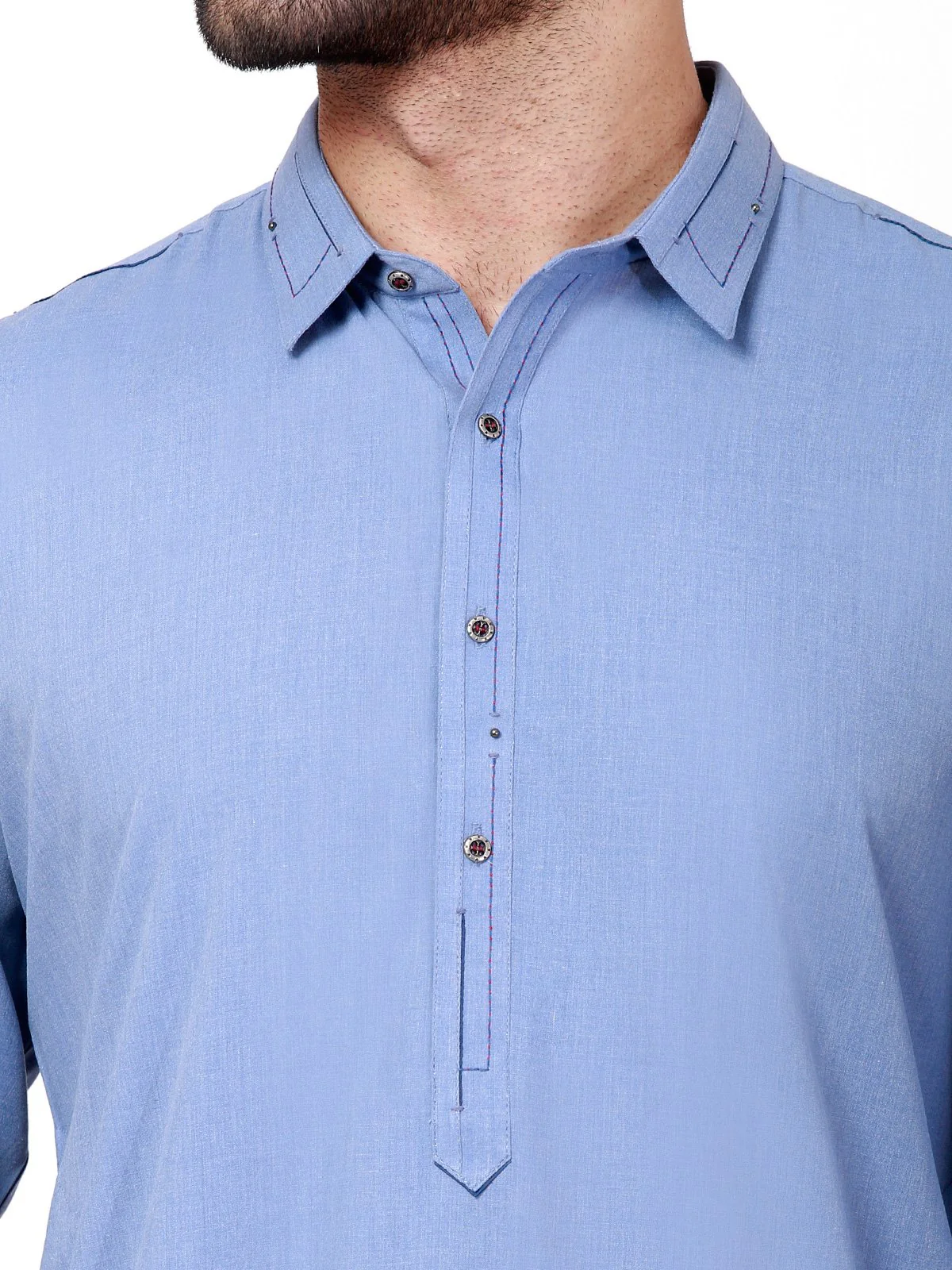 Men's Blue Shalwar Kameez - EMTSW21S-99111 - Image 3