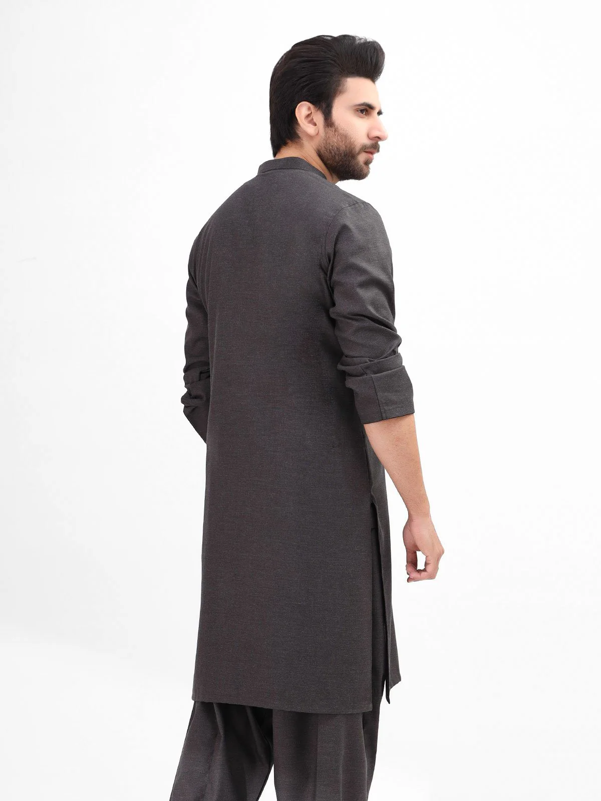 Men's Charcoal Grey Shalwar Kameez - EMTSW21S-99116 - Image 2