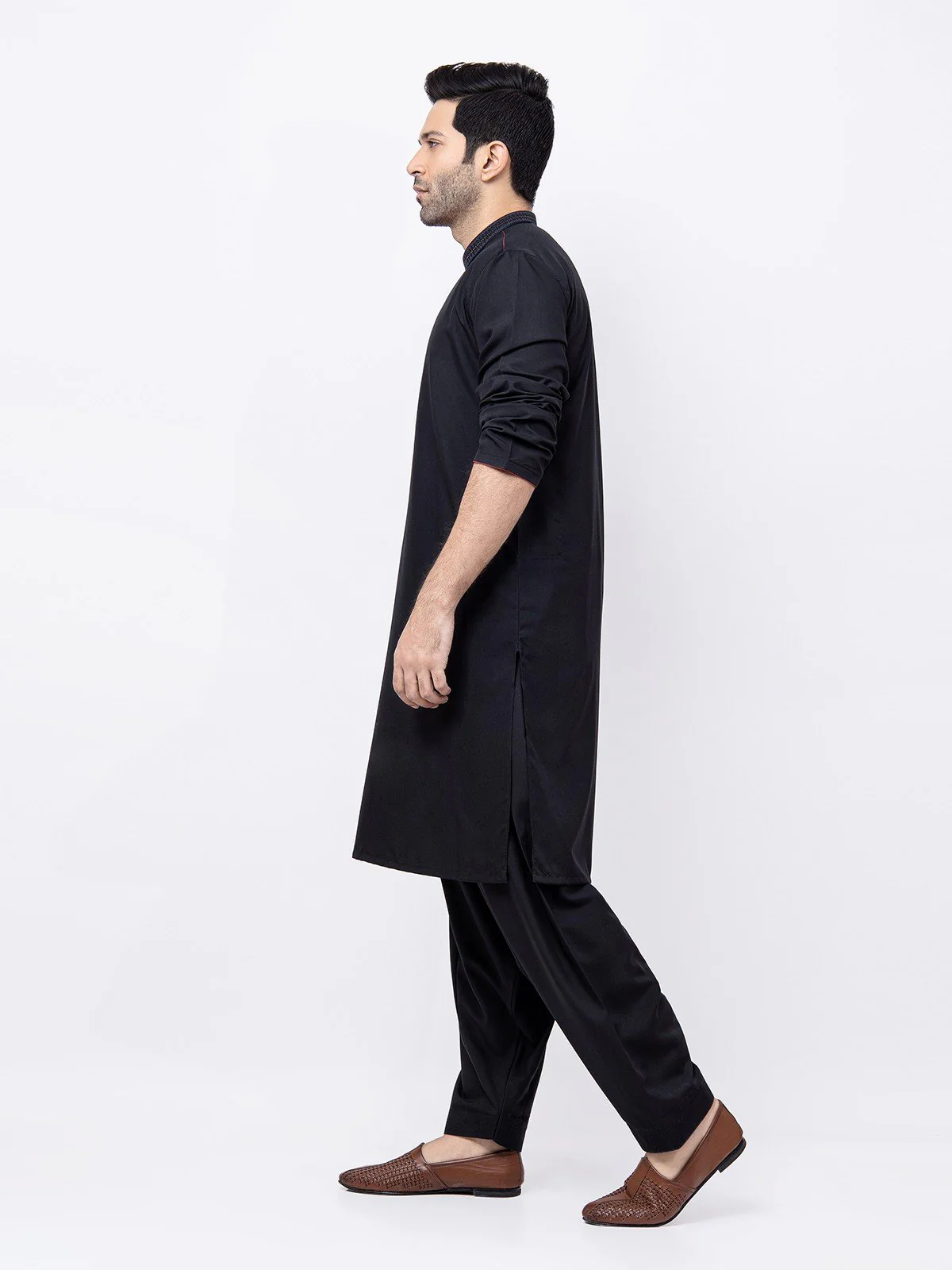 Men's Black Shalwar Kameez - EMTSW21S-99124 - Image 3