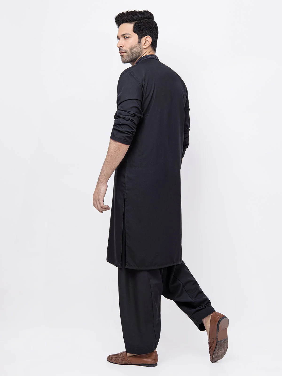 Men's Black Shalwar Kameez - EMTSW21S-99124 - Image 5