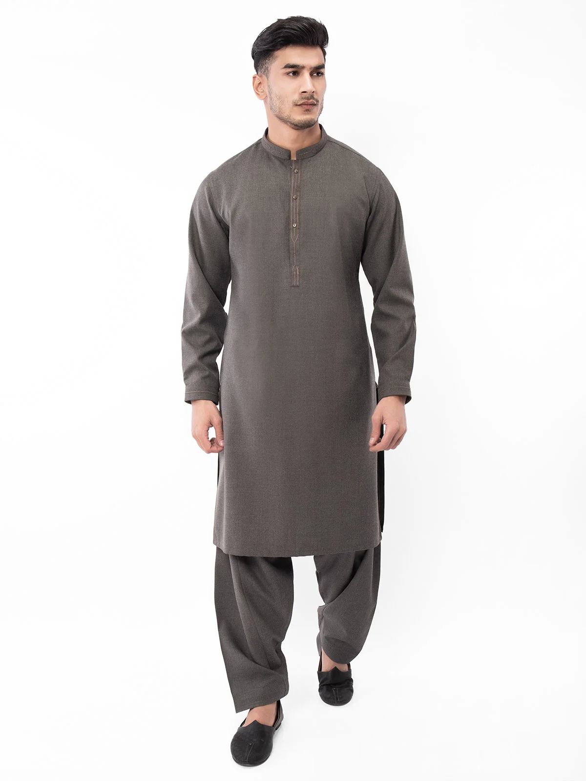 Men's Charcoal Grey Shalwar Kameez - EMTSW21S-99126 - Image 4