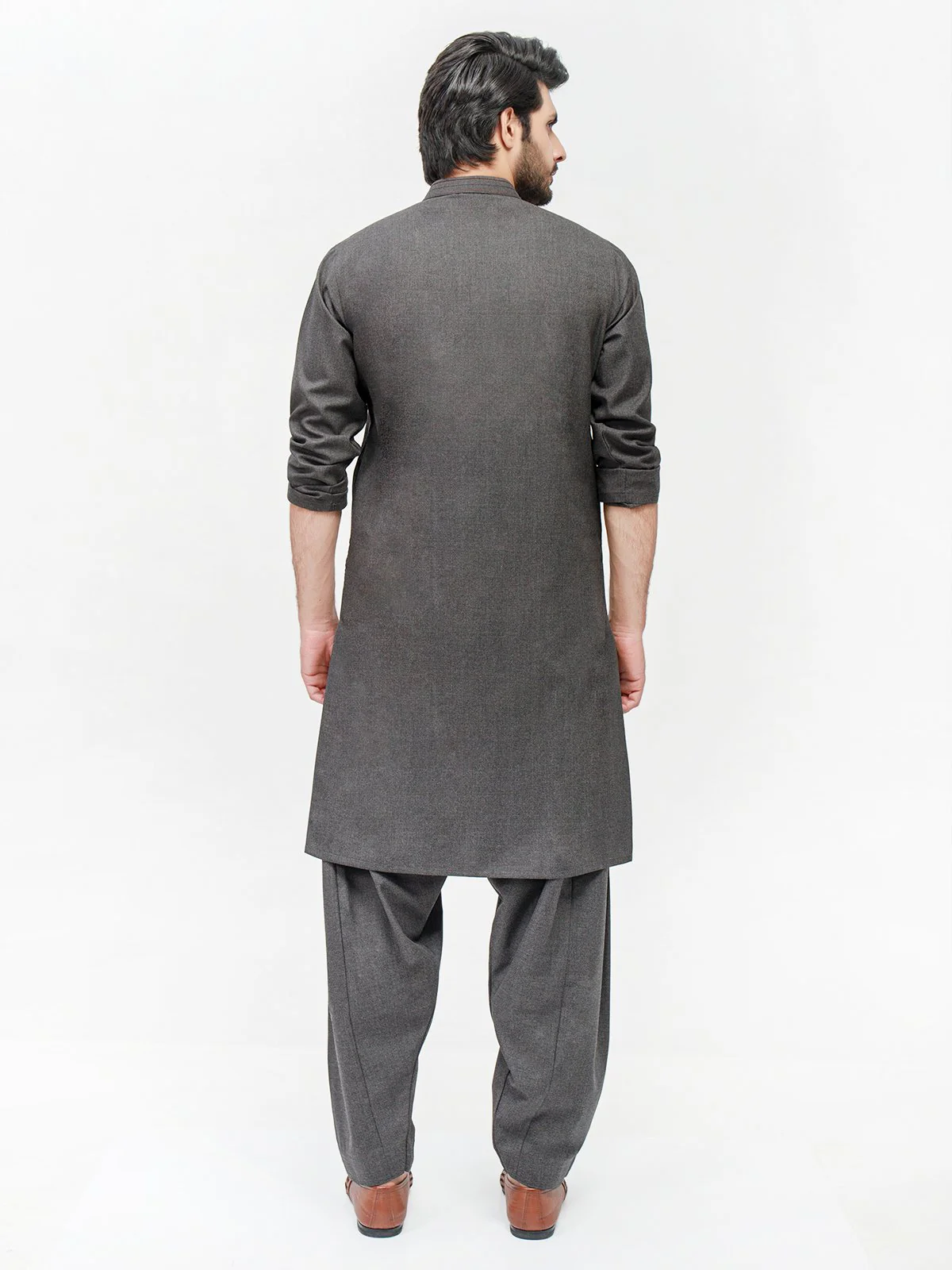 Men's Charcoal Shalwar Kameez - EMTSW21S-99128 - Image 4