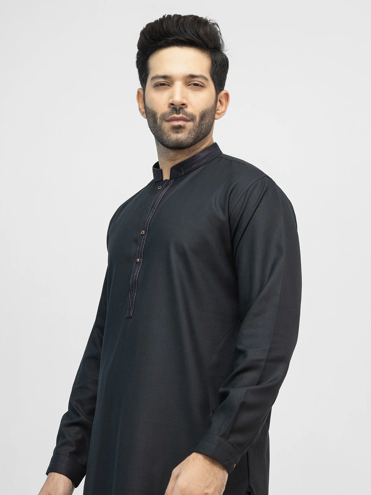 Men's Black Shalwar Kameez - EMTSW21S-99139 - Image 2