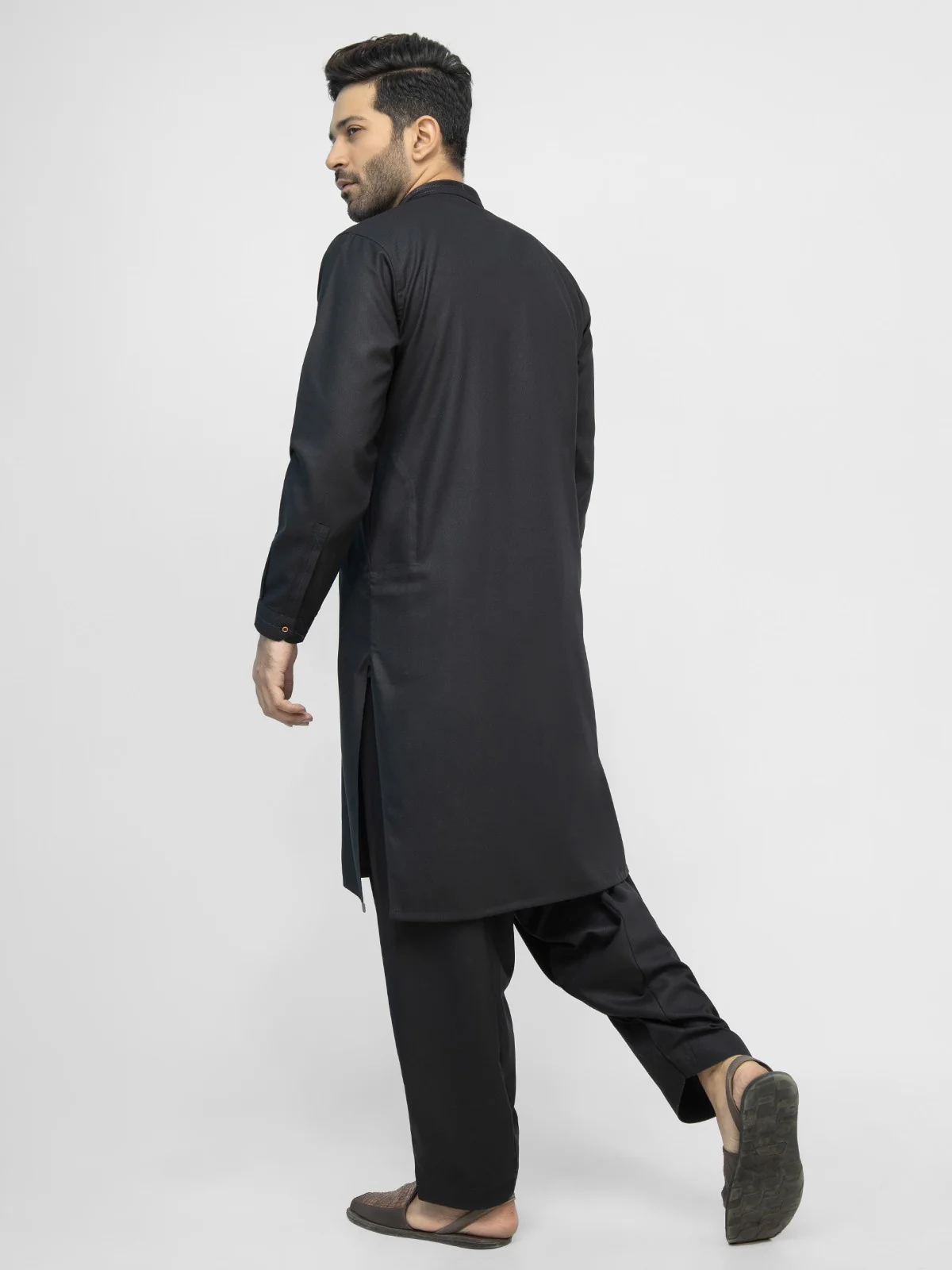 Men's Black Shalwar Kameez - EMTSW21S-99139 - Image 4