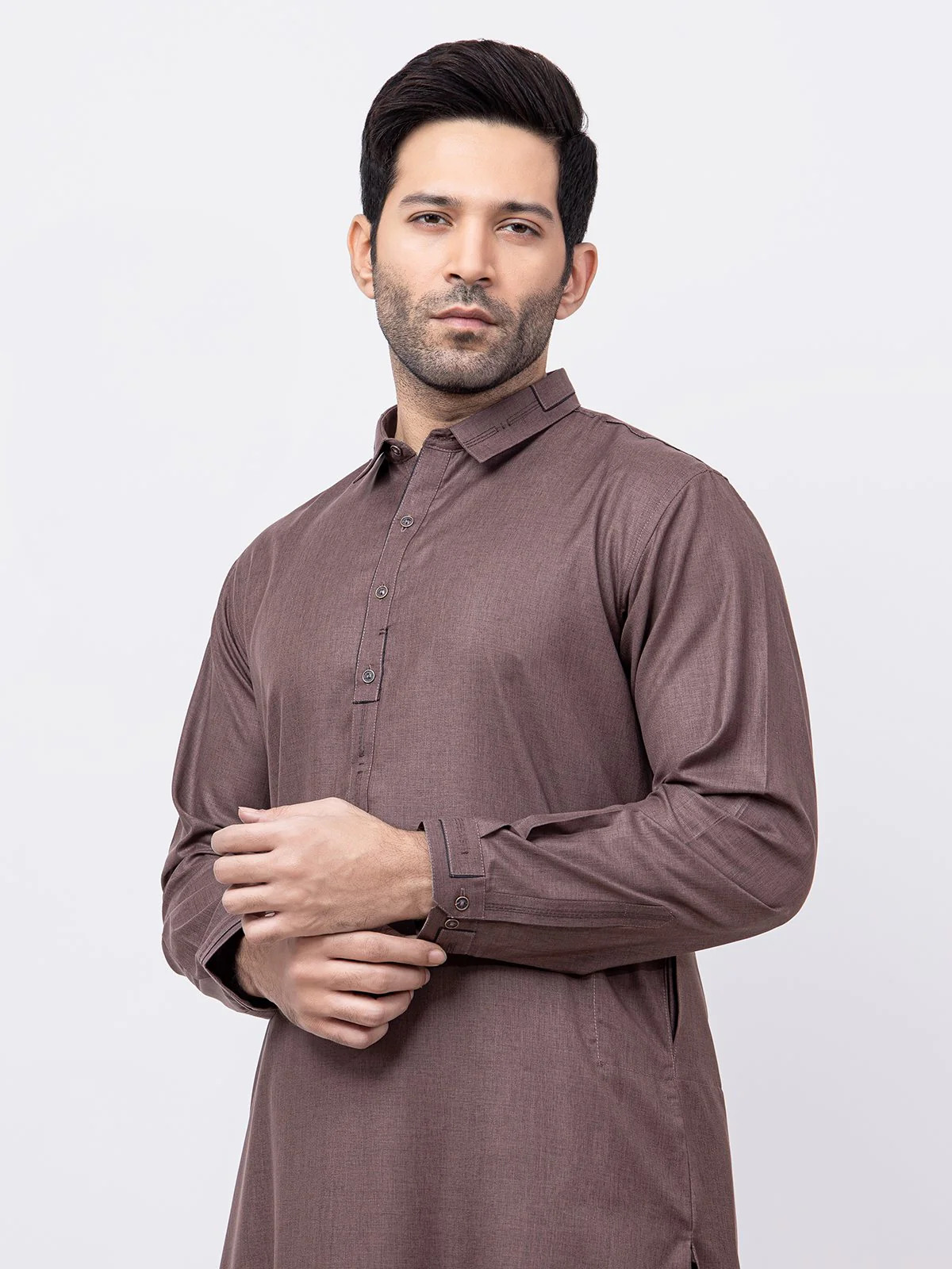 Men's Brown Shalwar Kameez - EMTSW21S-99150 - Image 2