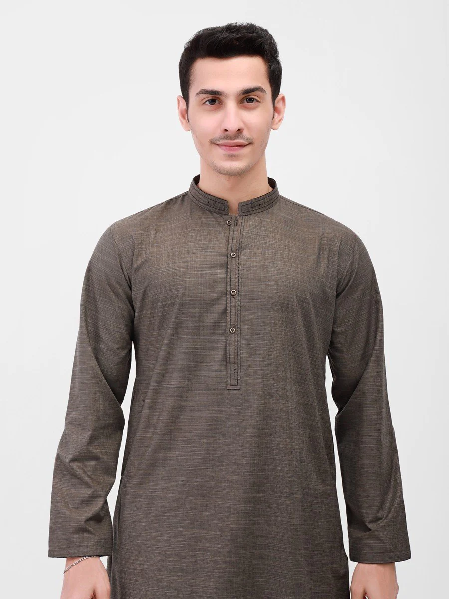 Men's Dark Moss Shalwar Kameez - EMTSW21S-99151 - Image 2