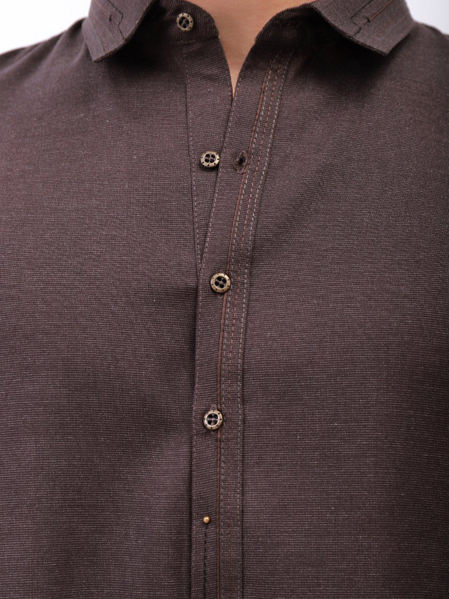 Men's Dark Brown Shalwar Kameez - EMTSW21S-99152 - Image 3