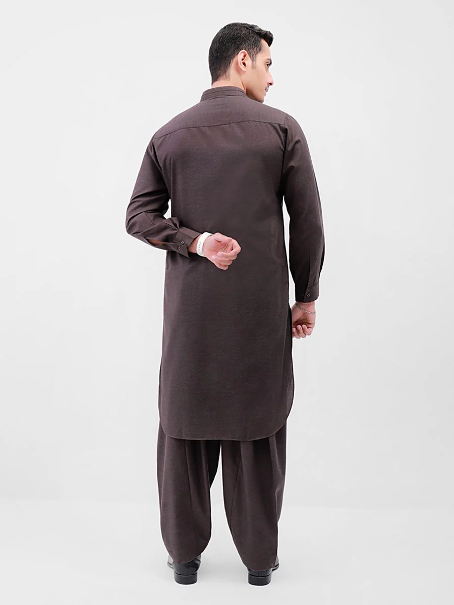 Men's Dark Brown Shalwar Kameez - EMTSW21S-99152 - Image 4