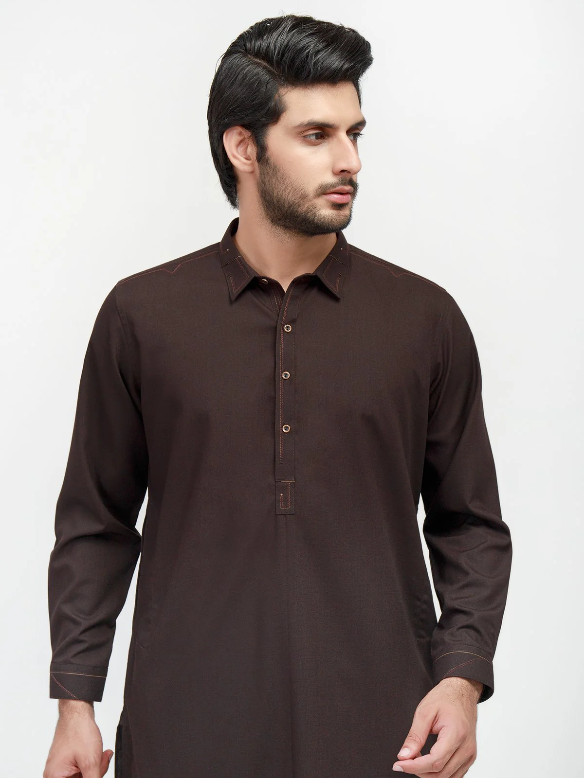 Men's Dark Brown Shalwar Kameez - EMTSW21S-99153 - Image 2