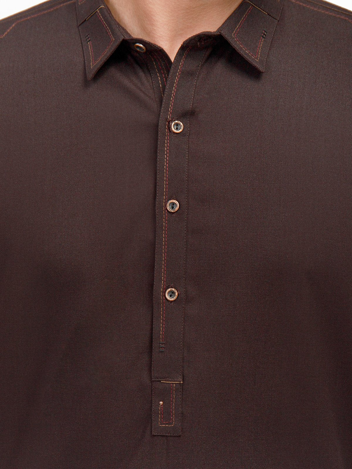 Men's Dark Brown Shalwar Kameez - EMTSW21S-99153 - Image 3