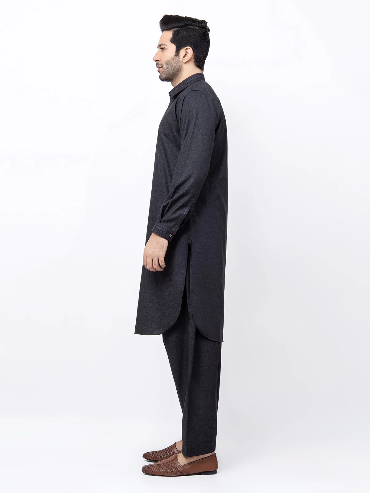Men's Charcoal Shalwar Kameez - EMTSW21S-99154 - Image 3