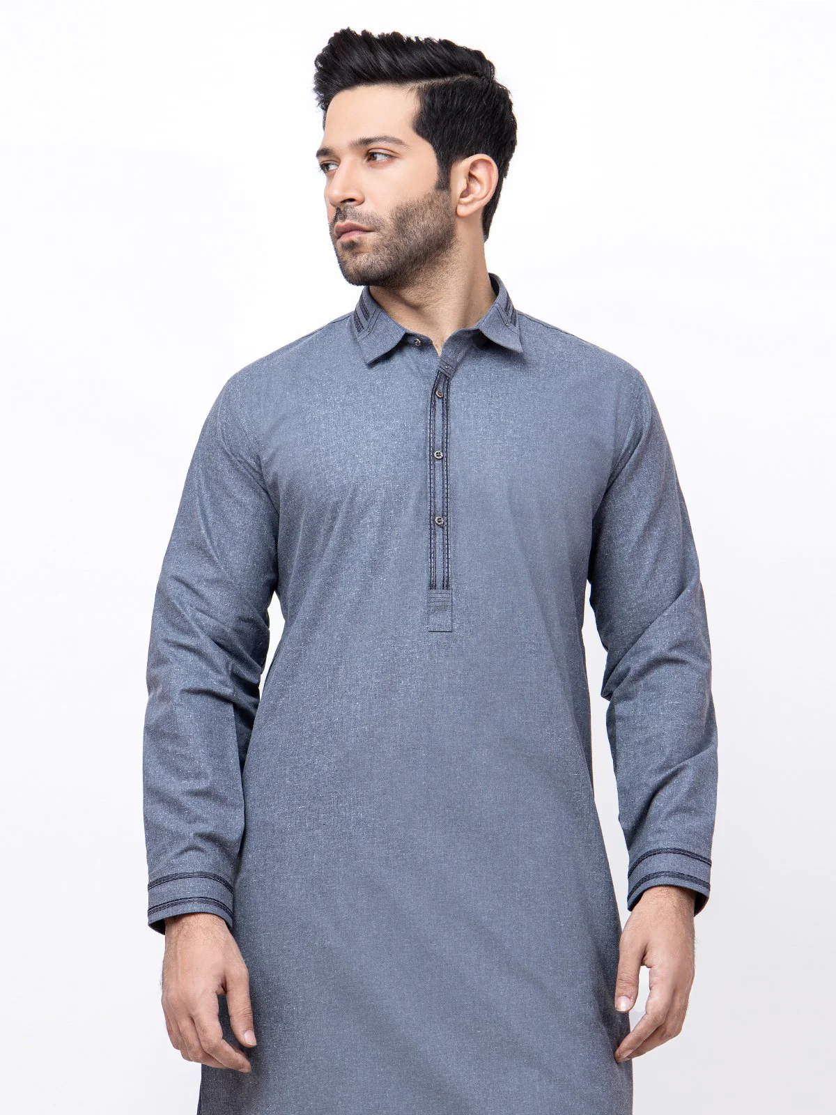 Men's Mid Blue Shalwar Kameez - EMTSW21S-99158 - Image 2