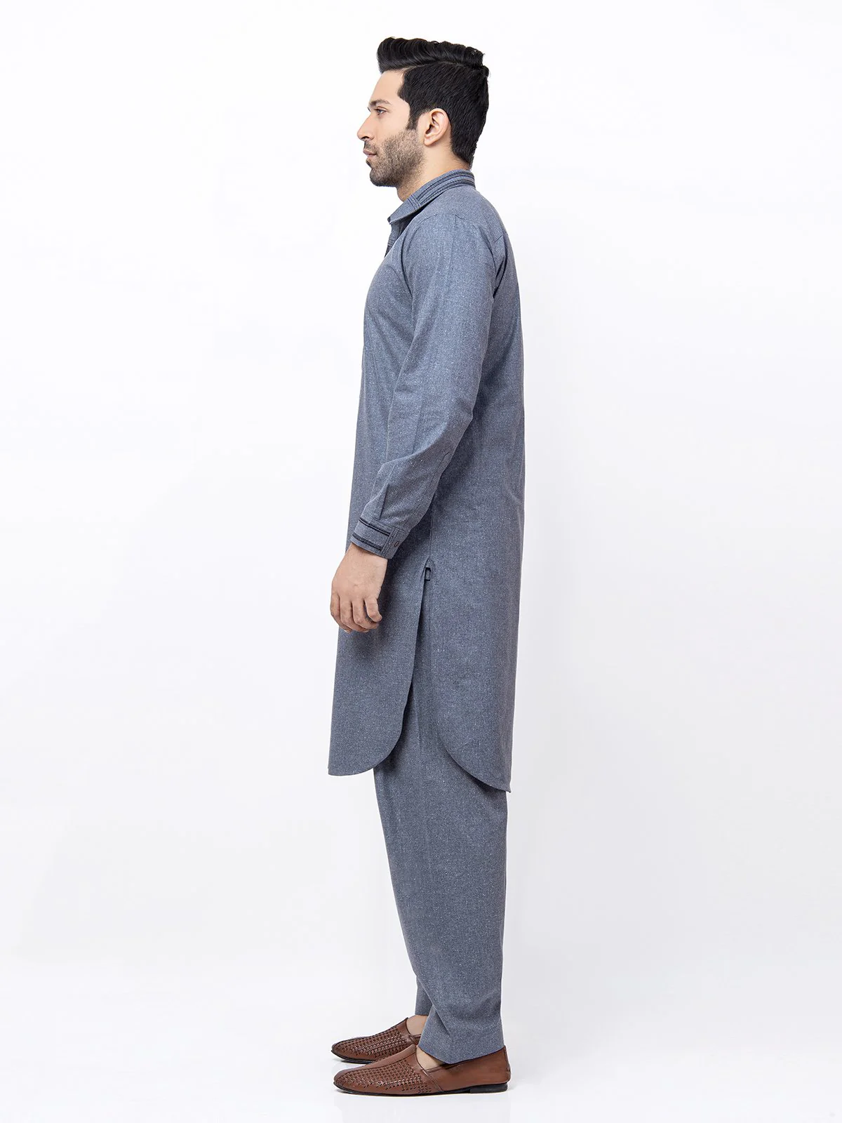 Men's Mid Blue Shalwar Kameez - EMTSW21S-99158 - Image 3