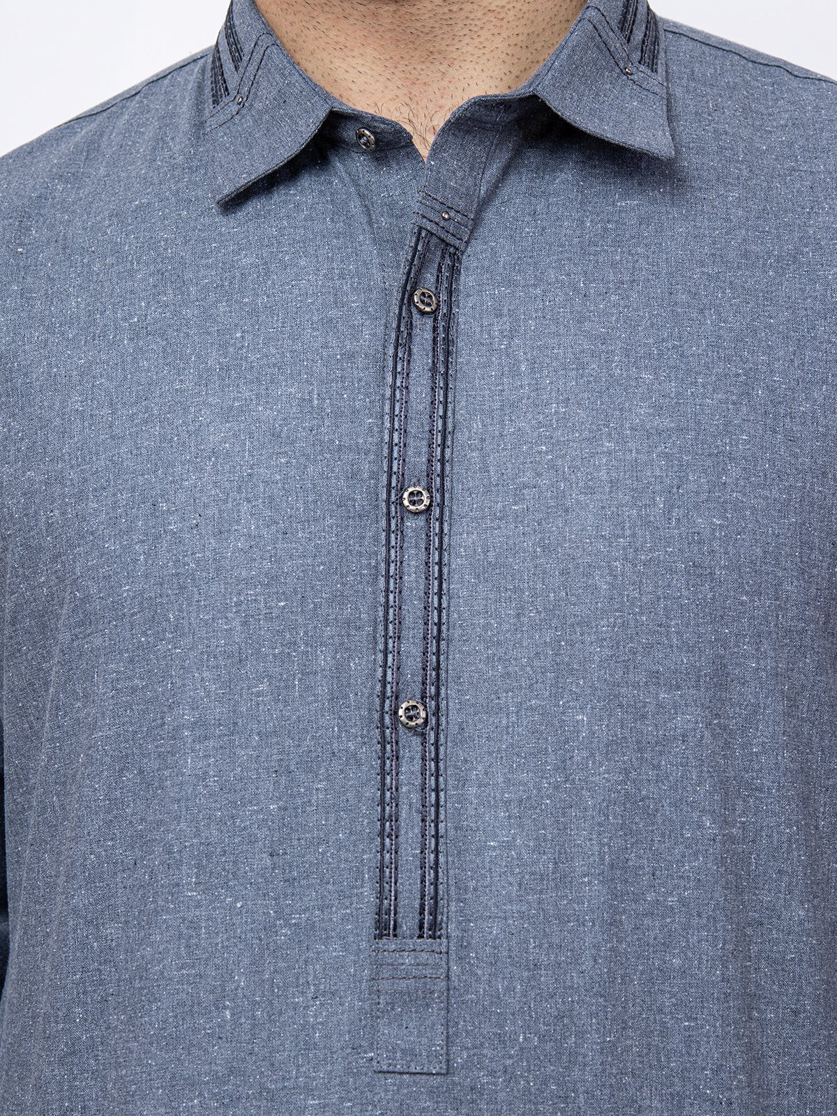 Men's Mid Blue Shalwar Kameez - EMTSW21S-99158 - Image 4