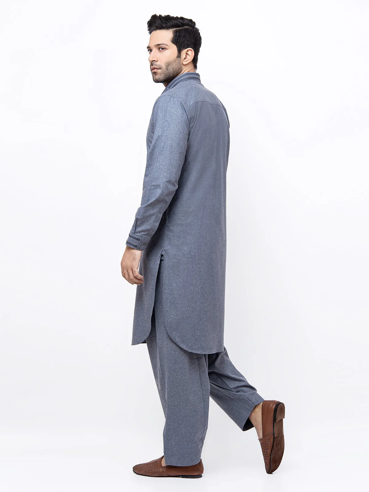 Men's Mid Blue Shalwar Kameez - EMTSW21S-99158 - Image 5