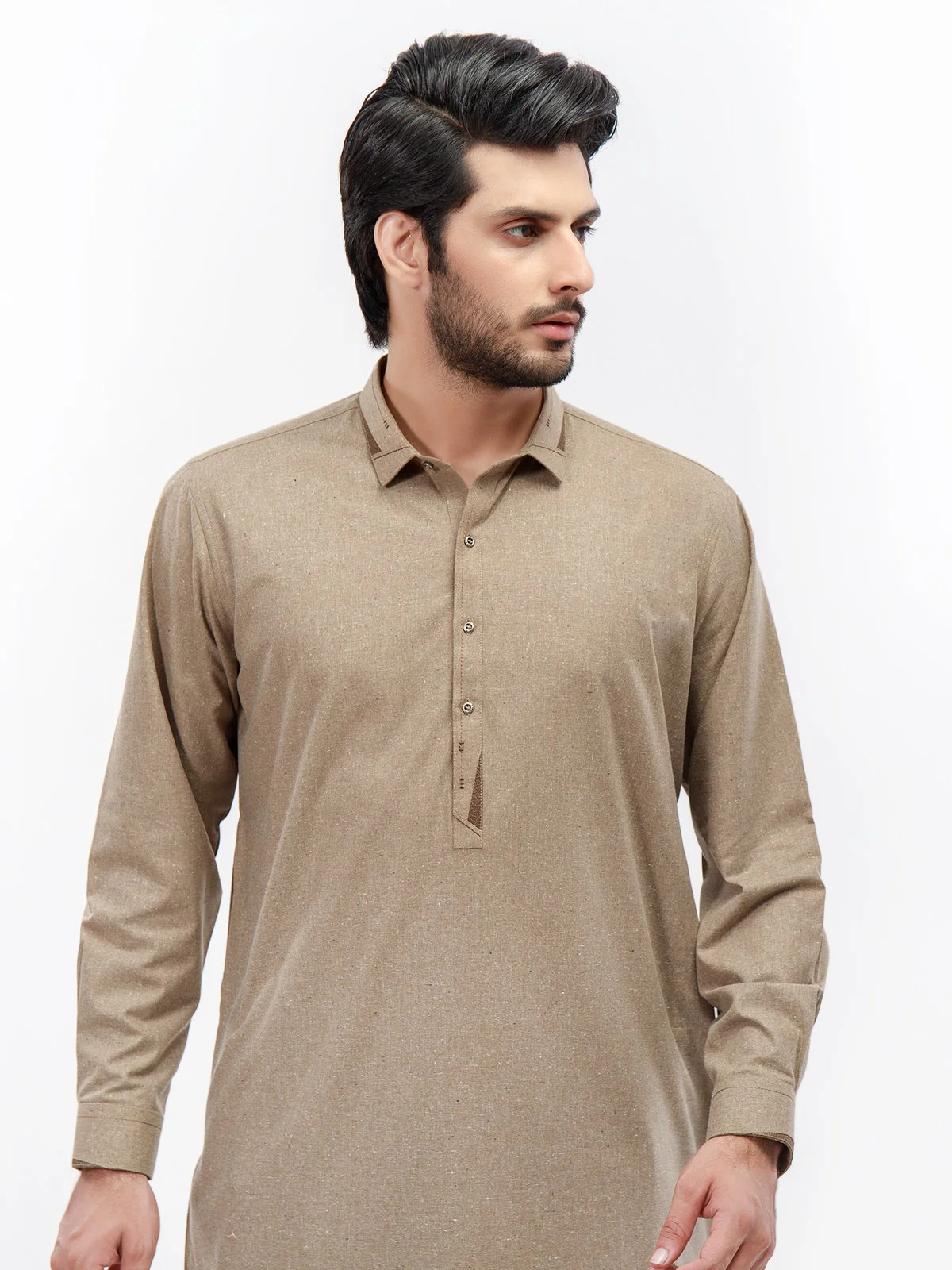 Men's Fawn Shalwar Kameez - EMTSW21S-99159 - Image 2
