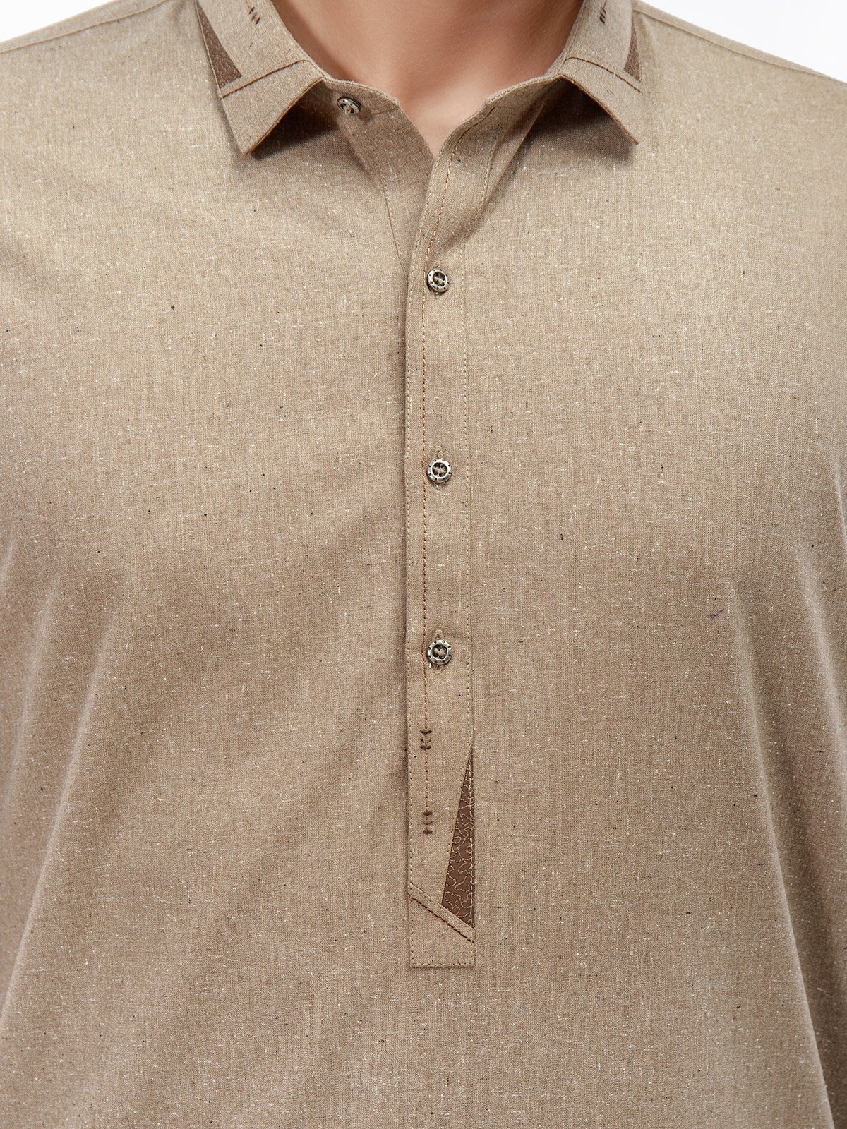 Men's Fawn Shalwar Kameez - EMTSW21S-99159 - Image 3