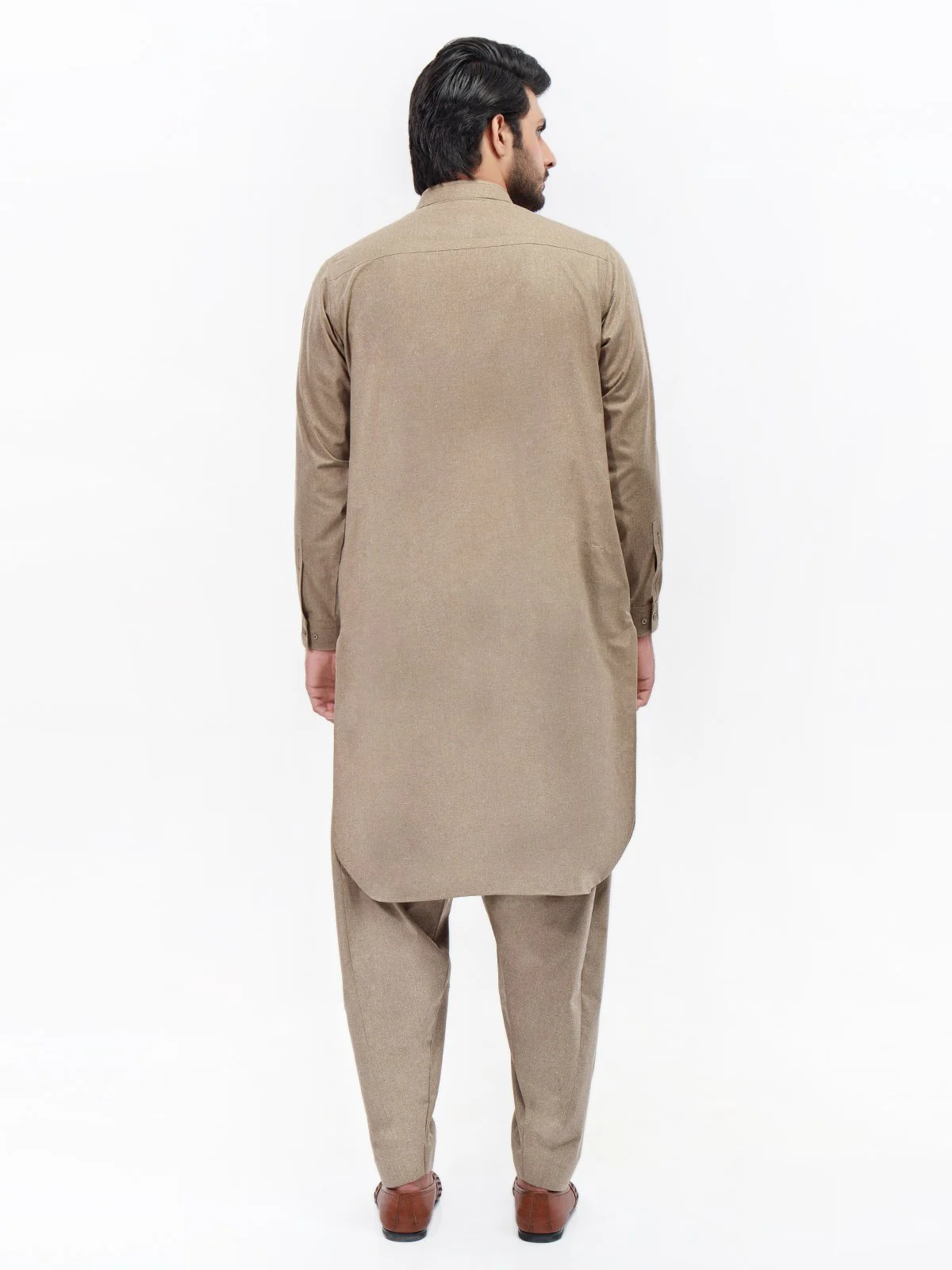 Men's Fawn Shalwar Kameez - EMTSW21S-99159 - Image 4