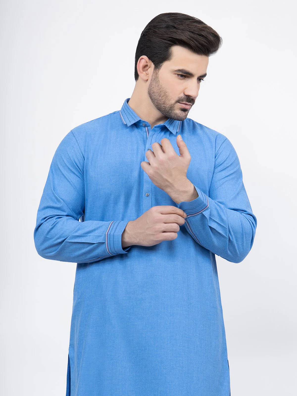 Men's Sky Blue Shalwar Kameez - EMTSW21S-99160 - Image 2