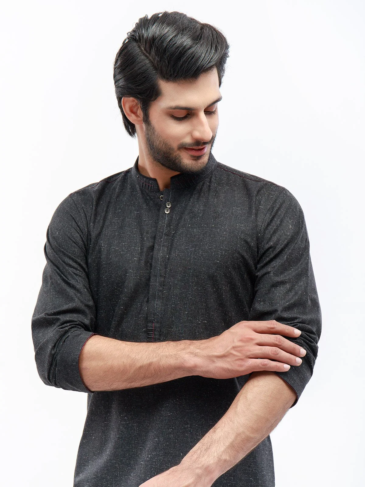 Men's Charcoal Shalwar Kameez - EMTSW21S-99162 - Image 2