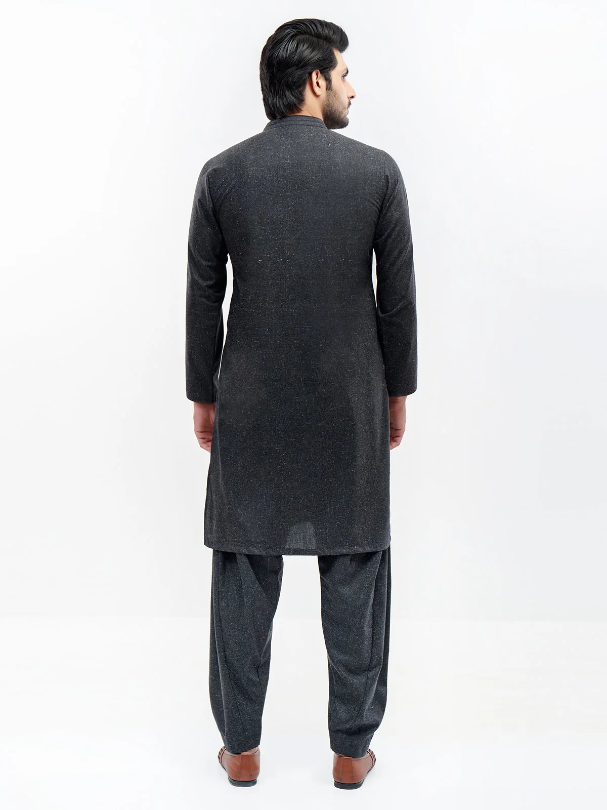 Men's Charcoal Shalwar Kameez - EMTSW21S-99162 - Image 4
