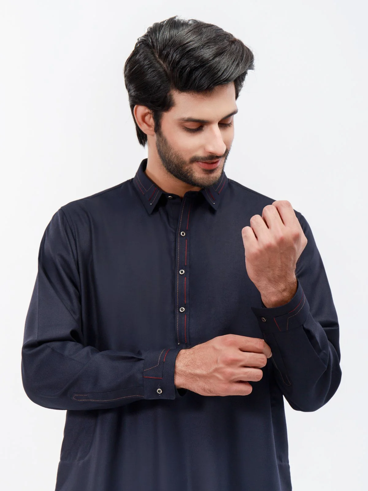Men's Navy Blue Shalwar Kameez - EMTSW21S-99169 - Image 2