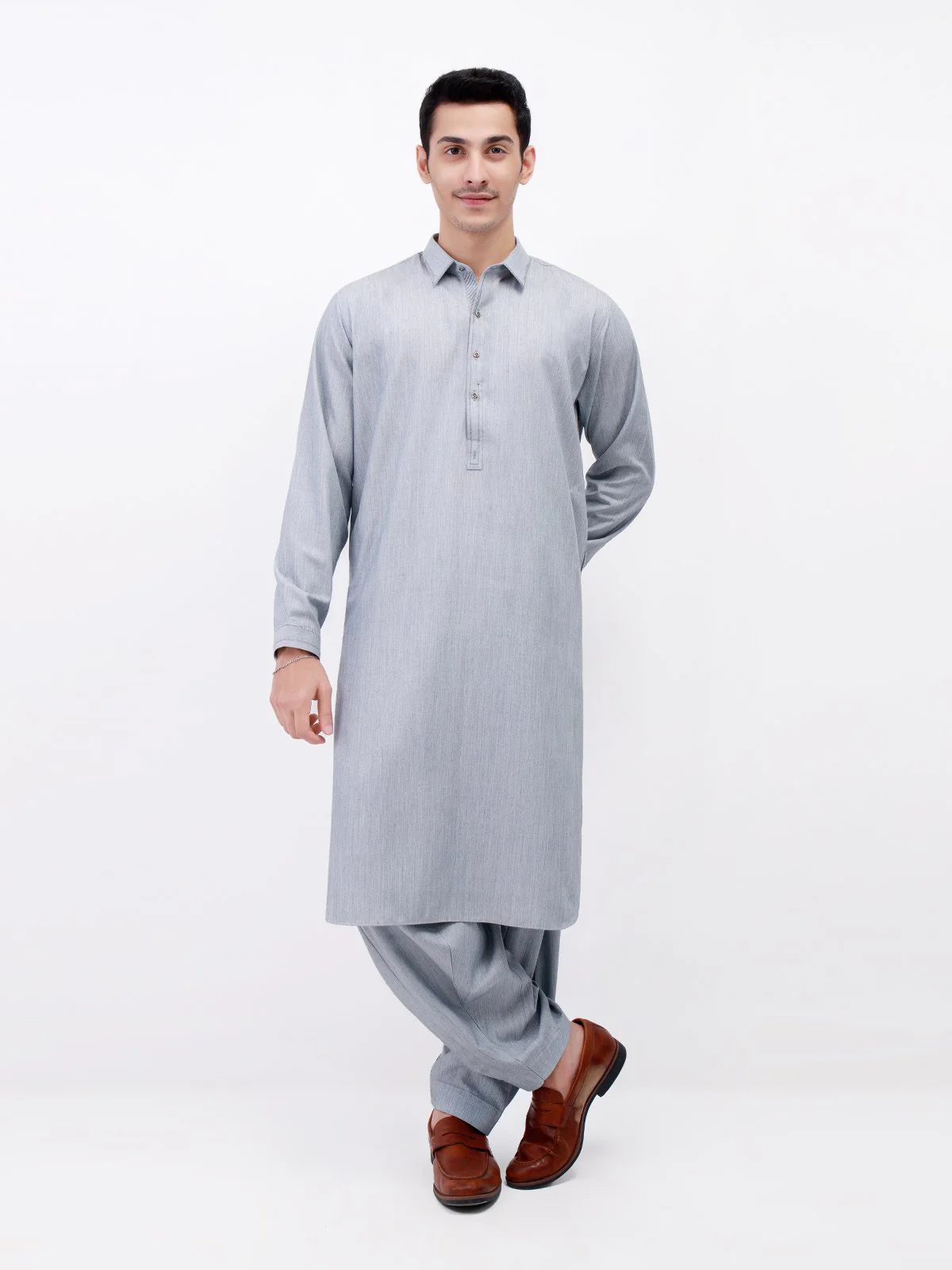 Men's Ash Grey Shalwar Kameez - EMTSW21S-99174