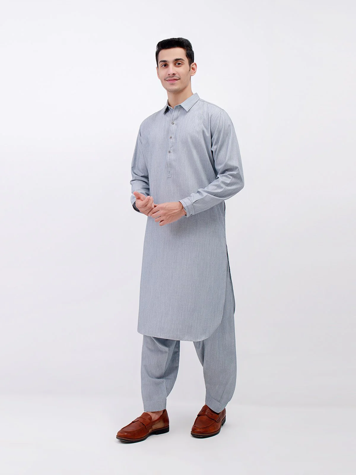 Men's Ash Grey Shalwar Kameez - EMTSW21S-99174 - Image 2
